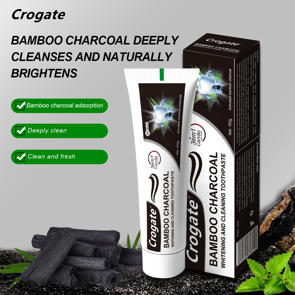 Teeth Whitening Charcoal - Отбеливающая зубная паста с бамбуковым углем: